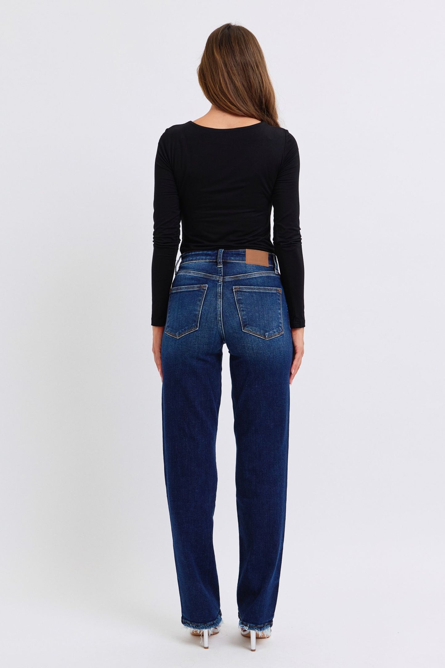 Judy Blue Straight Leg Classic High-Rise Boyfriend Jeans Relaxed Denim Pants