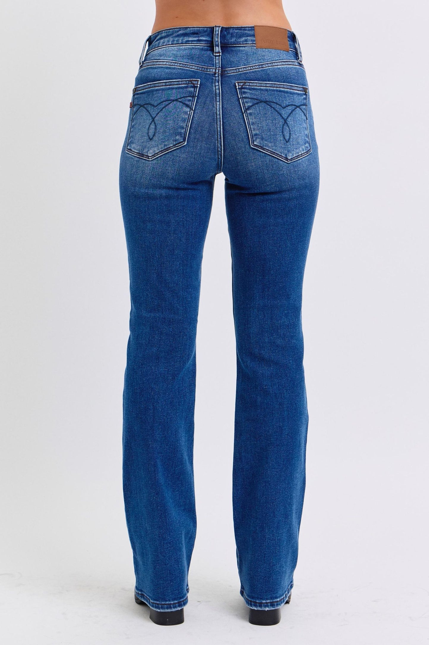Judy Blue Thermal Mid-Rise Waist Bootcut Jeans Winter Slim Fit Denim Pants