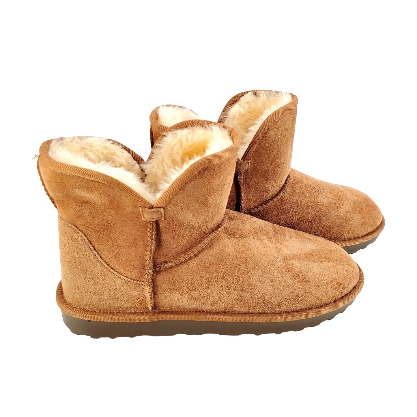 Kirkland Signature Real Fur Winter Boot Womens Shearling Sheepskin Suede Scalloped Fold Over Outdoor Shoes
