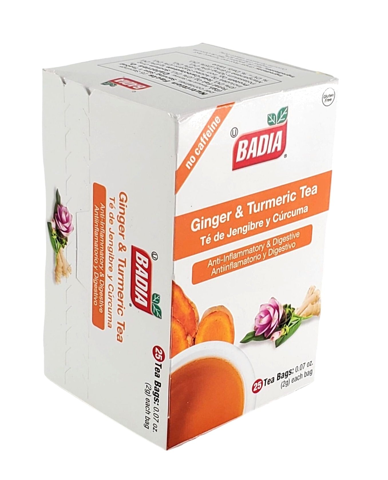 Badia Ginger & Turmeric Tea Bags Anti-inflammatory & digestive Tea 25 bags/box