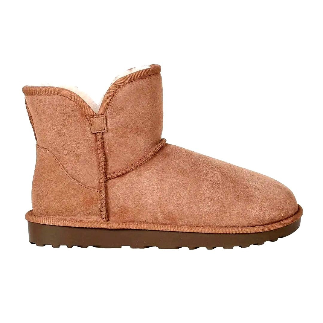 Kirkland Signature Real Fur Winter Boot Womens Shearling Sheepskin Suede Scalloped Fold Over Outdoor Shoes