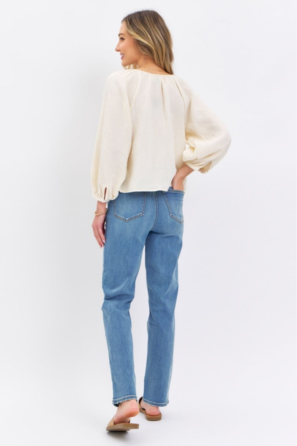High Rise Waist Boyfriend Jeans Straight Leg Relaxed Fit Denim Pants Judy Blue