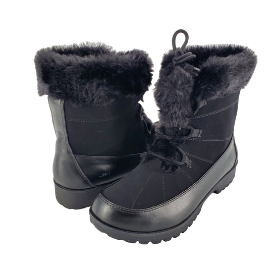 JBU Boots Womans Faux Fur Winter Snow Outdoor Combat Water Resistant Shoe Jambu