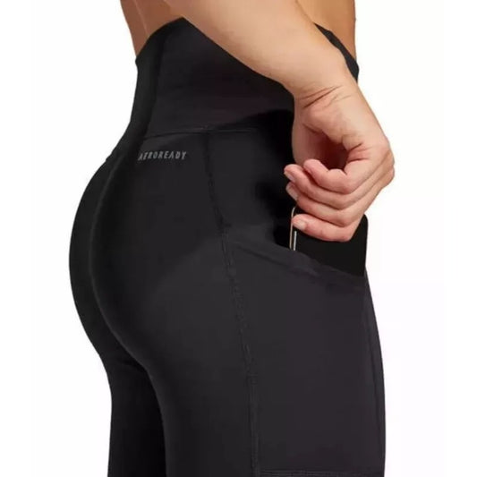 Adidas Aeroready Pants Active 7/8 Ankle Legging Athletic Pocket Activewear Black/Gray