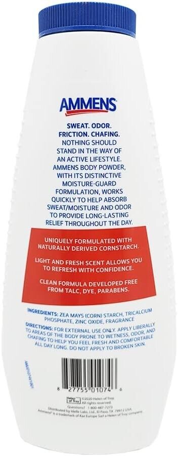 Ammens Powder Original Medicated Body Powder Talc FREE Clean Formula 11 oz