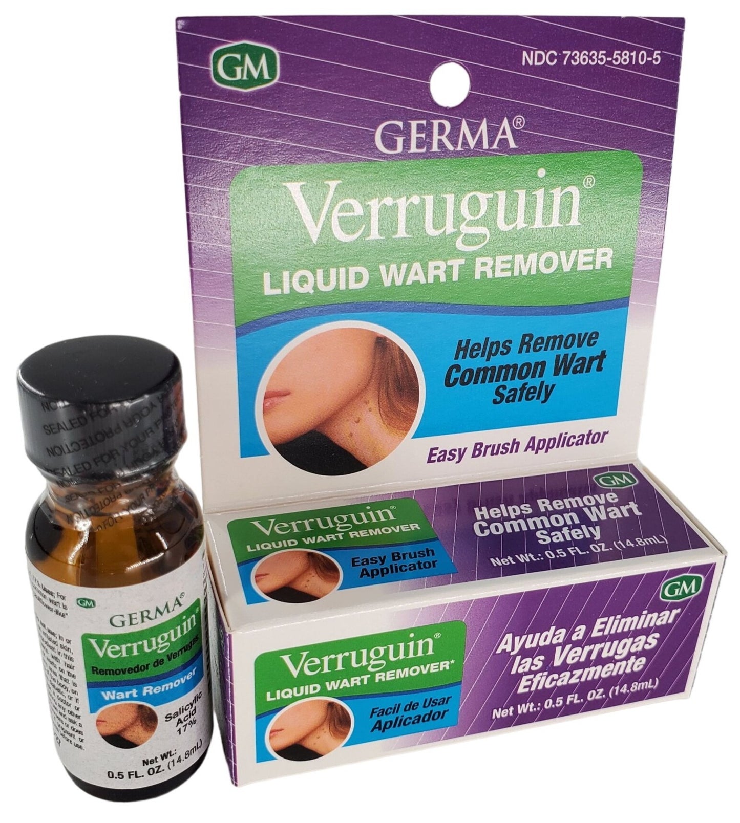 Verruguin Liquid Wart Remover Salicylic Acid 17% Removedor De Verrugas (14.8 mL)