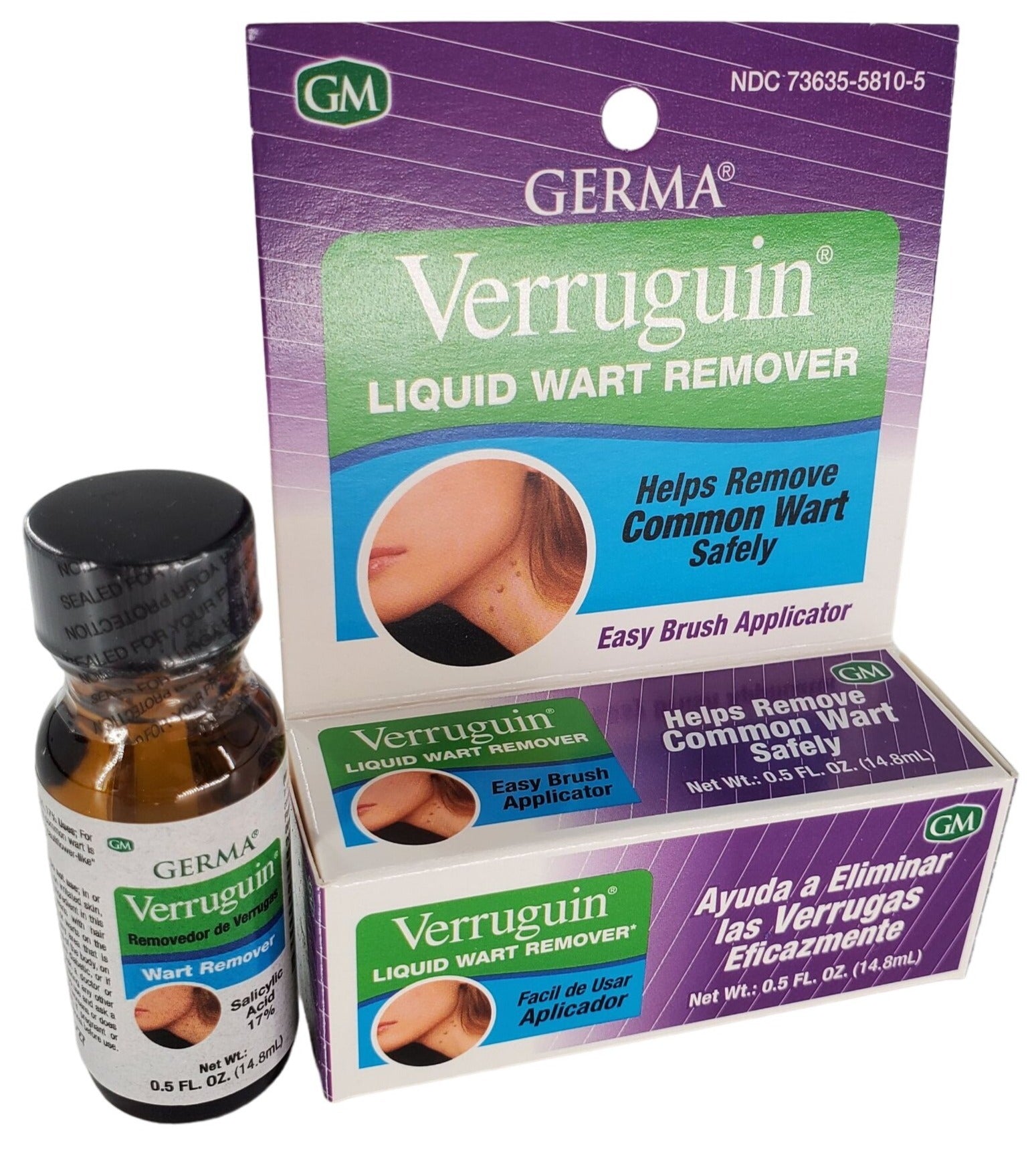 Verruguin Liquid Wart Remover Salicylic Acid 17% Removedor De Verrugas (14.8 mL)