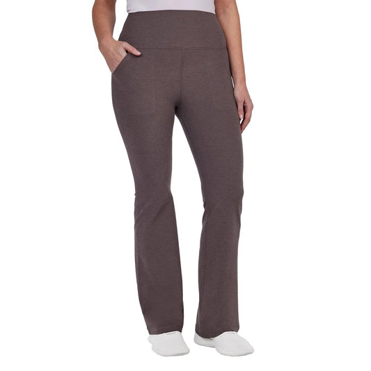 KIRKLAND Signature Woman Brushed Flare Pants Moisture Wicking Stretch Brown