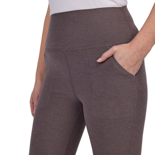 KIRKLAND Signature Woman Brushed Flare Pants Moisture Wicking Stretch Brown