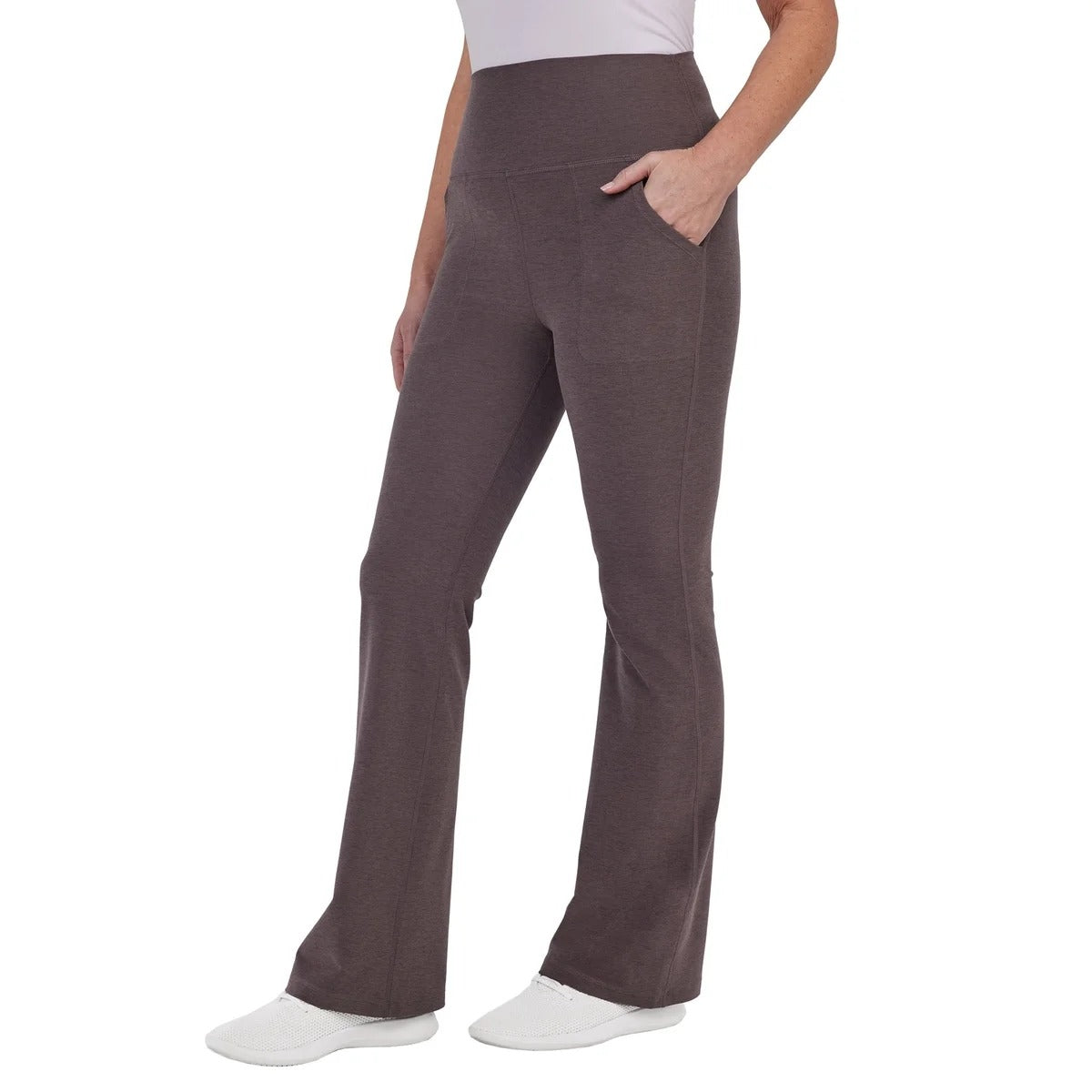 KIRKLAND Signature Woman Brushed Flare Pants Moisture Wicking Stretch Brown