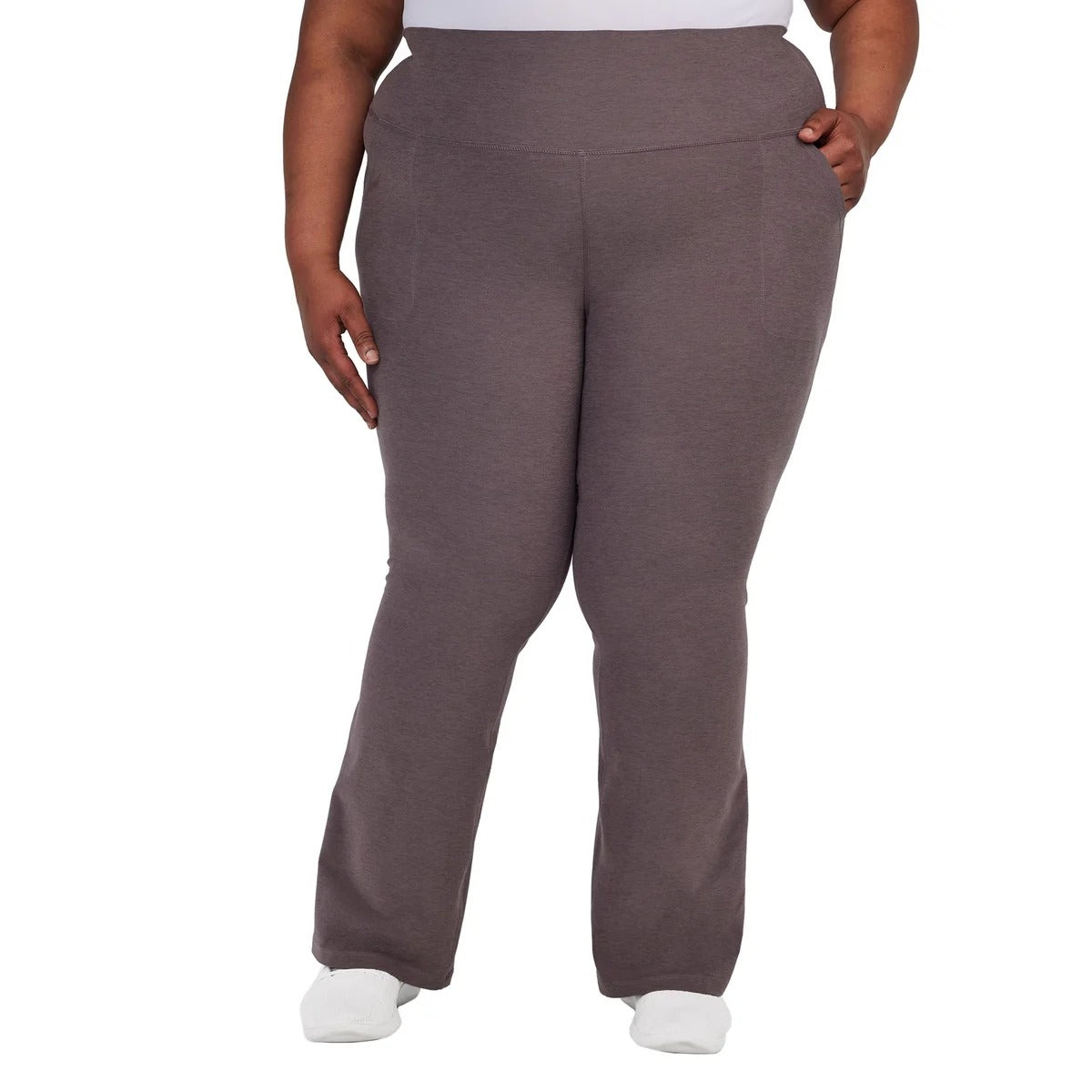 KIRKLAND Signature Woman Brushed Flare Pants Moisture Wicking Stretch Brown