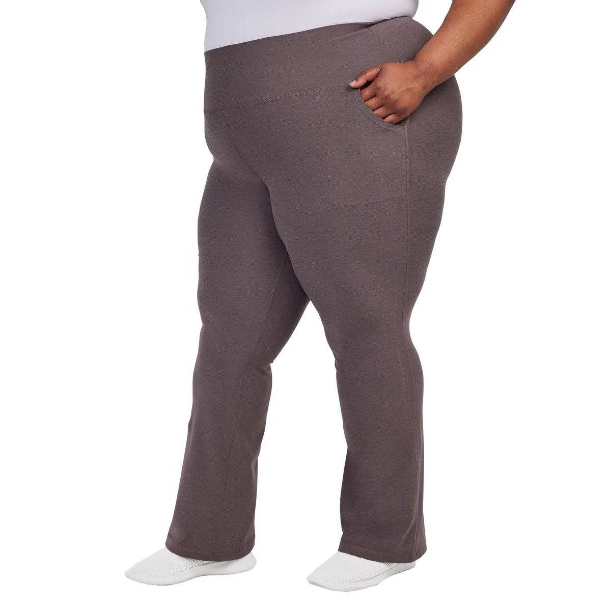 KIRKLAND Signature Woman Brushed Flare Pants Moisture Wicking Stretch Brown