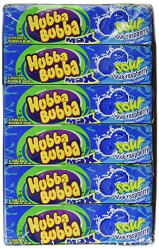 HUBBA BUBBA MAX Bubble Gum, 18- 5 piece packages (90 pieces total) - Outrageous Original, Strawberry Watermelon, Sour Blue Raspberry