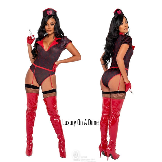 Official Playboy 3-piece Naughty Nurse Adult Women Costume Cosplay Black