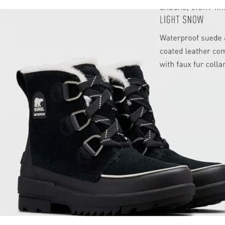 SOREL Boots TIVOLI IV Womans Fur Suede Leather Waterproof Shoes Outdoor Black