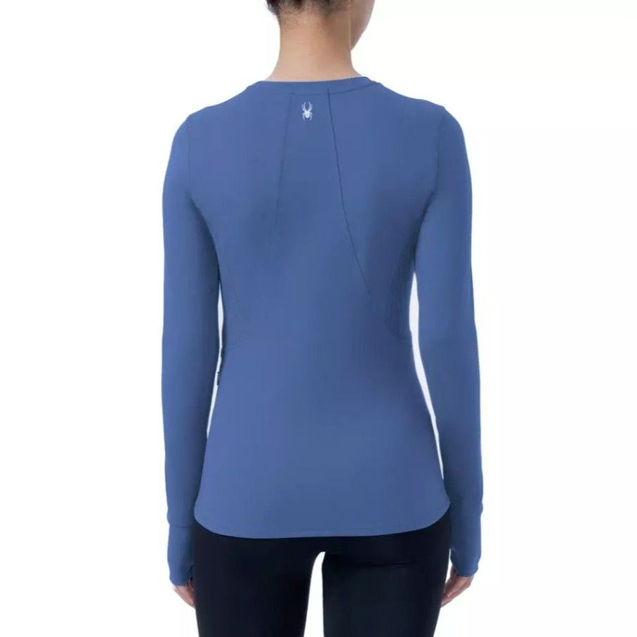 SPYDER Active Women Blue Long Sleeve Pullover Activewear Side Zipper Pocket Shirt Thumb Hole
