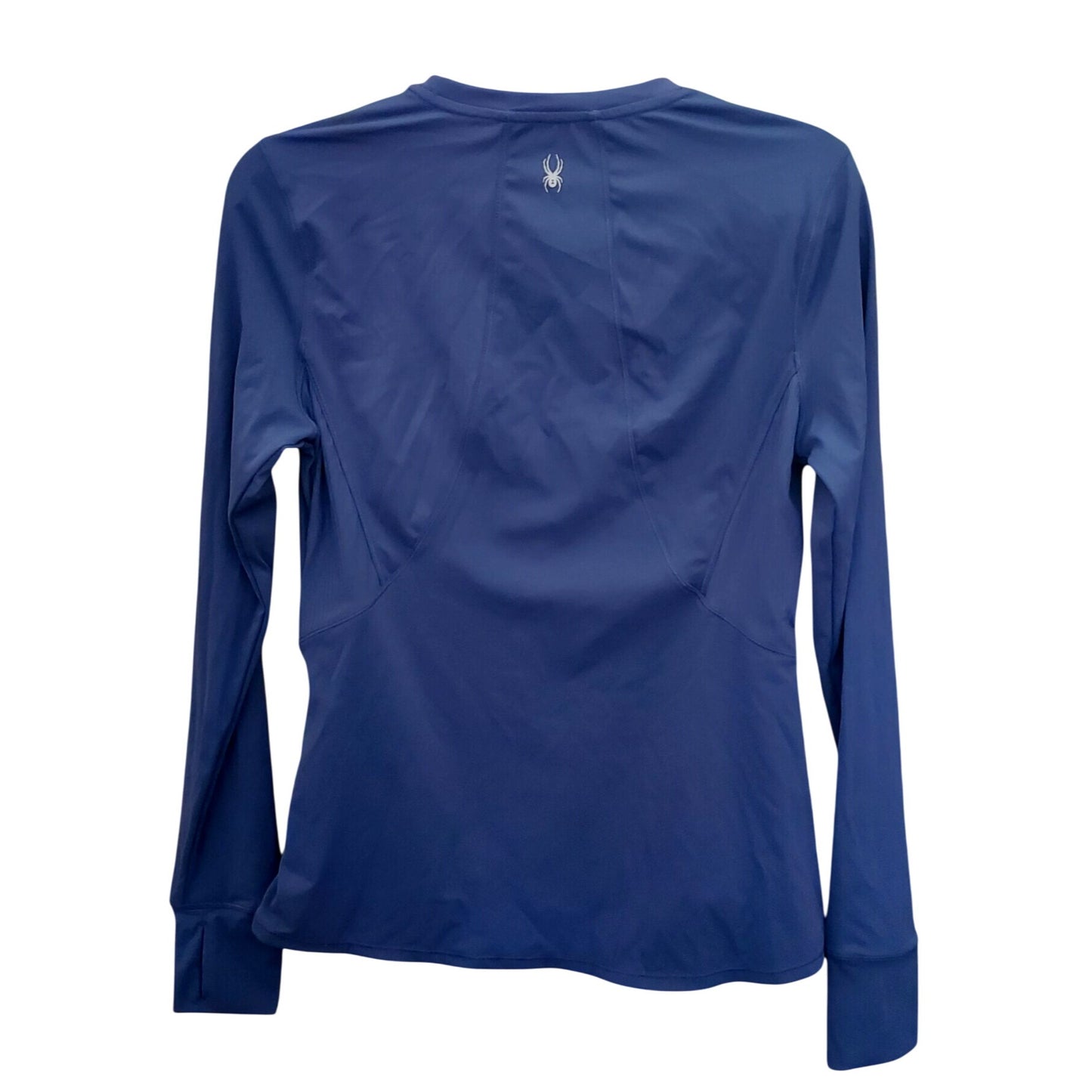 SPYDER Active Women Blue Long Sleeve Pullover Activewear Side Zipper Pocket Shirt Thumb Hole
