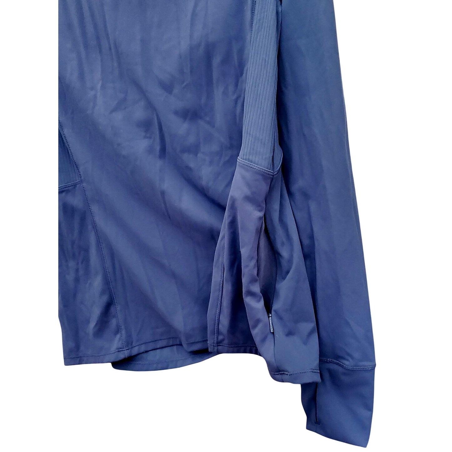 SPYDER Active Women Blue Long Sleeve Pullover Activewear Side Zipper Pocket Shirt Thumb Hole