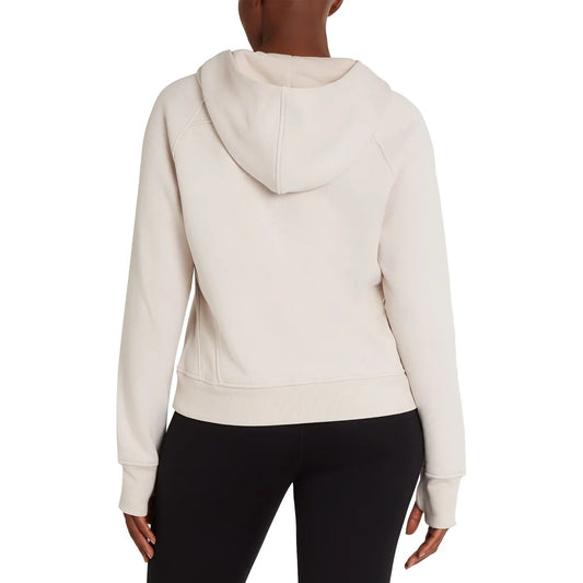 Danskin Women's Half Zip Hoodie Pullover Active Sweater Shirt Activewear Sweatshirt Thumbhole Long Sleeve Top Moonbean Tan