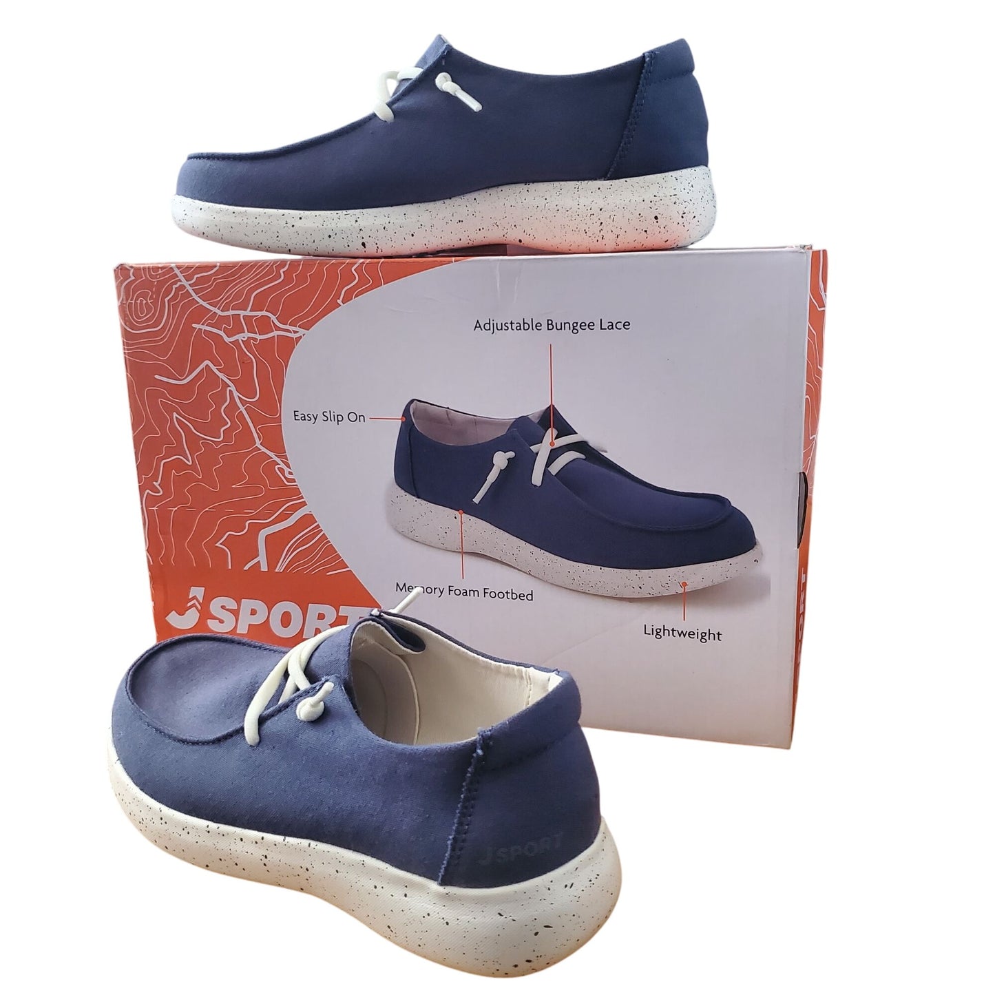Jsport Wenden Women Casual Slip on Boat Shoes Nautical Sneaker Navy Blue