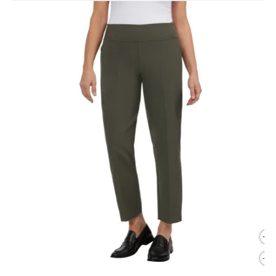 KIRKLAND Women's 4-Way Stretch Pull-on Elastic Waist Ankle Pants 27" Inseam Green