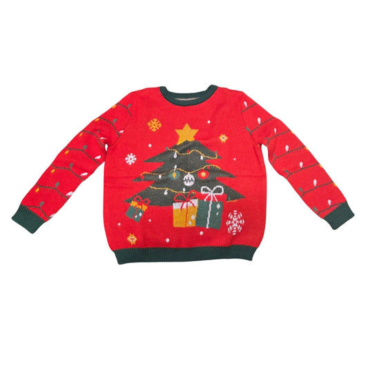 Christmas Tree Knit Pullover Ugly Christmas Sweater Holiday Crewneck Top