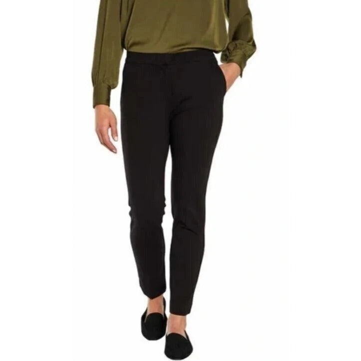 Banana Republic Women's Trousers Straight Leg Ponte Pants Flat Front Slacks Black