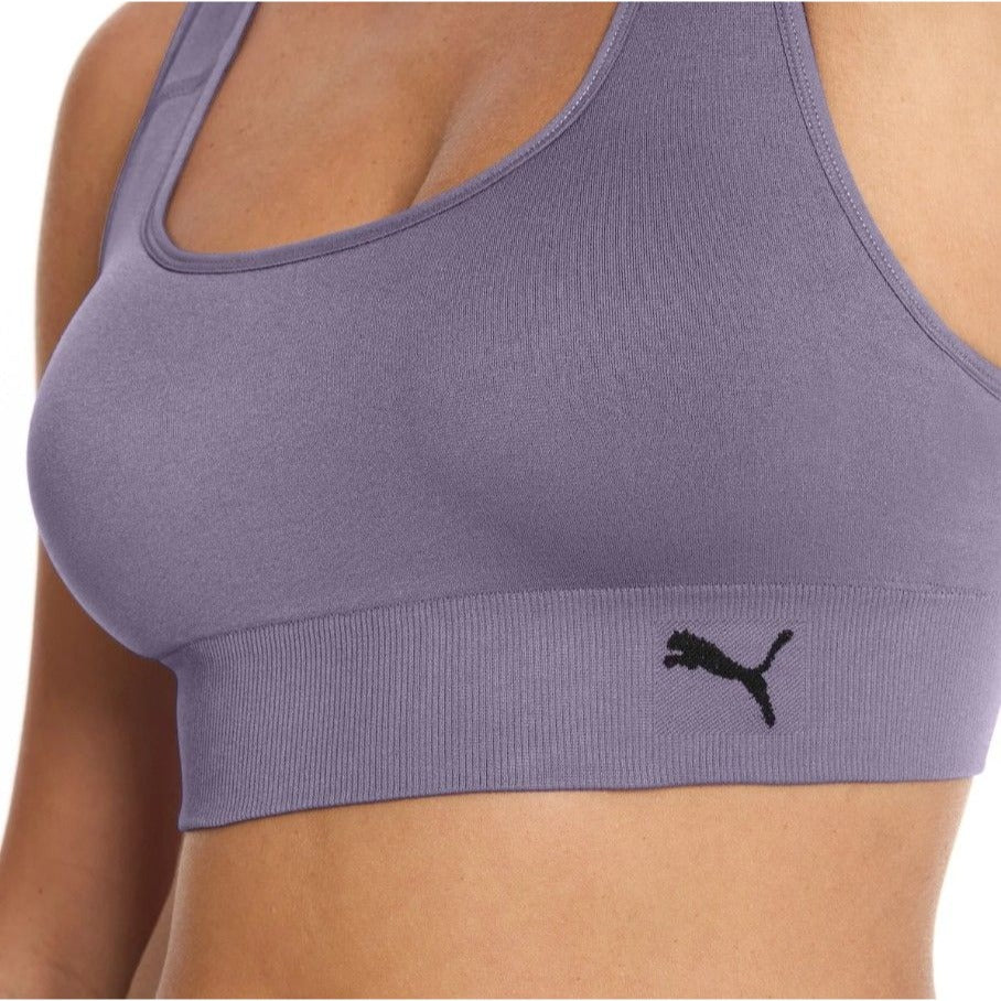 PUMA 2 Pack Seamless Athletic Sports Bra Set Adjustable Cross Back Activewear