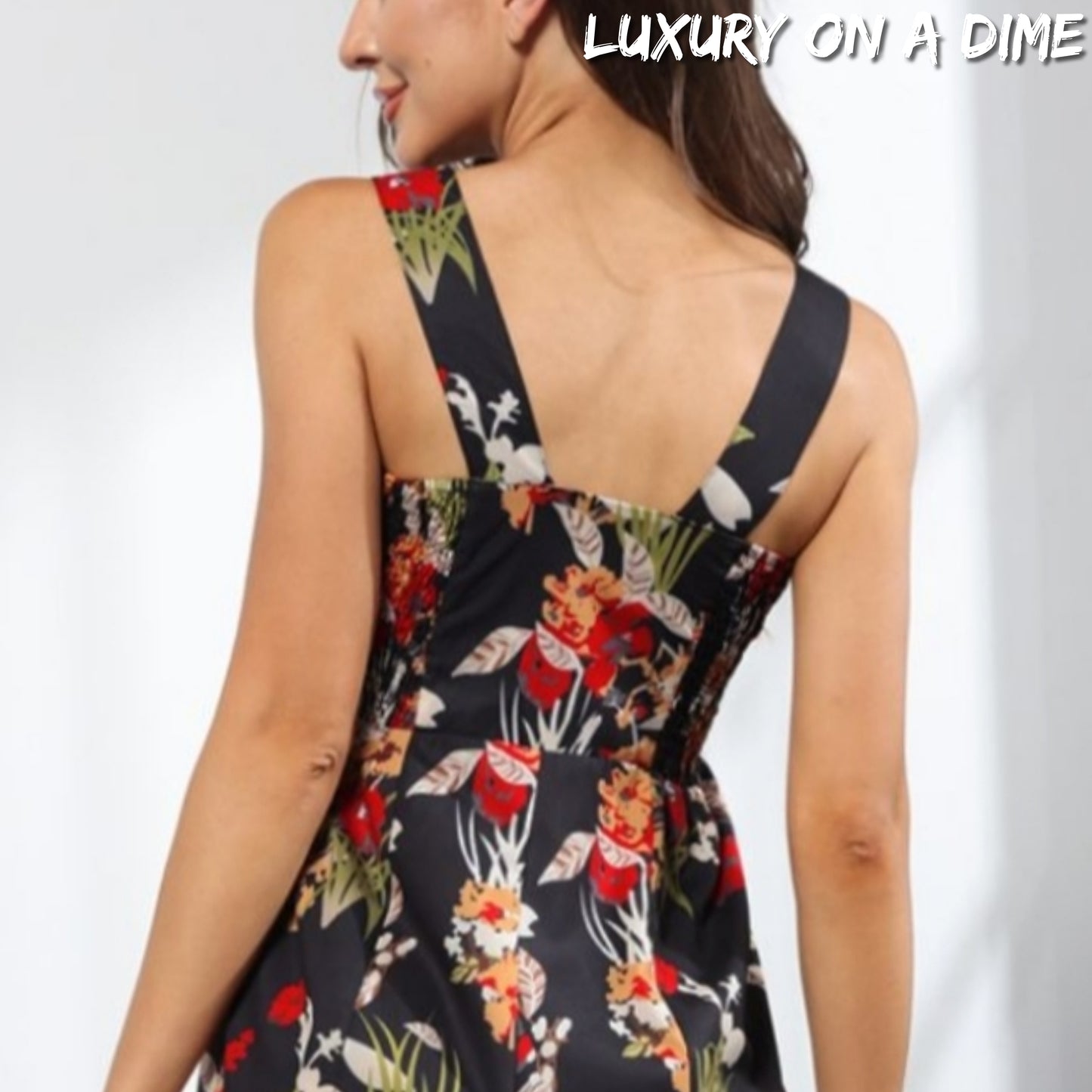 Floral Smock Side Jumpsuit Tiered Oversized Wide Leg One-piece Pant Outfit