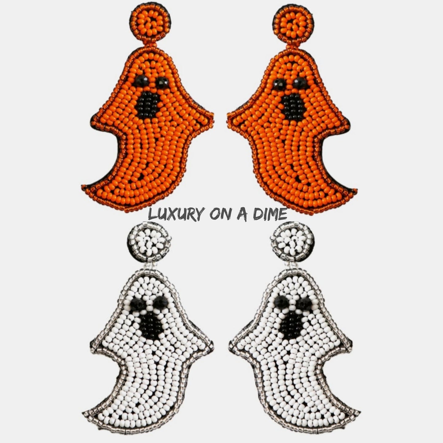 Spooky Ghost Beaded Dangle Earrings Halloween Jewelry