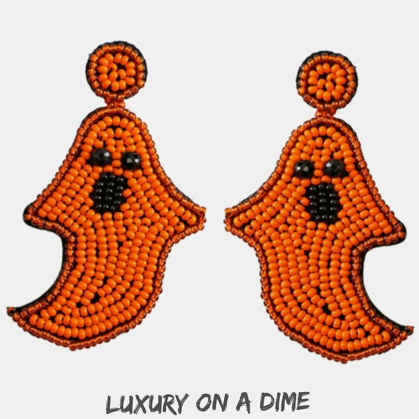Spooky Ghost Beaded Dangle Earrings Halloween Jewelry