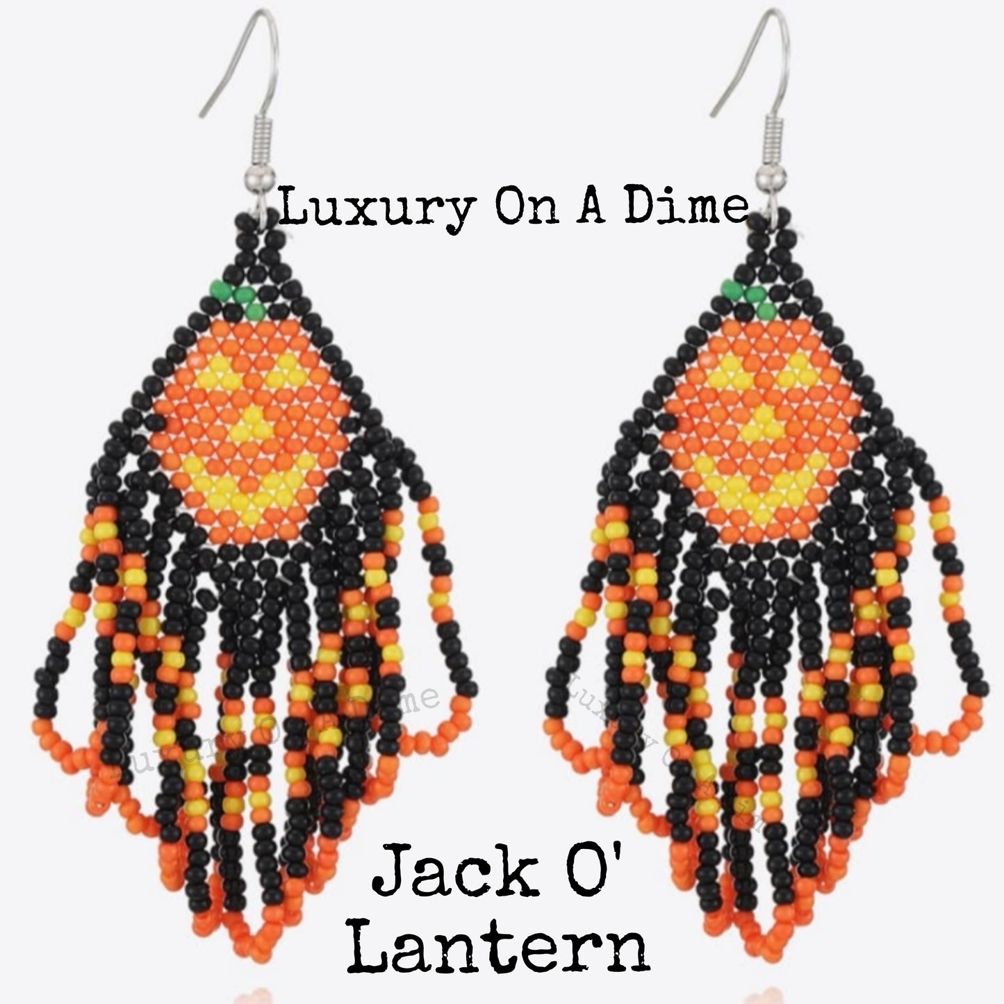 Spooky Fun Beaded Long Dangle Earrings Halloween Jewelry Pumpkin Ghost Spider Witch Skeleton