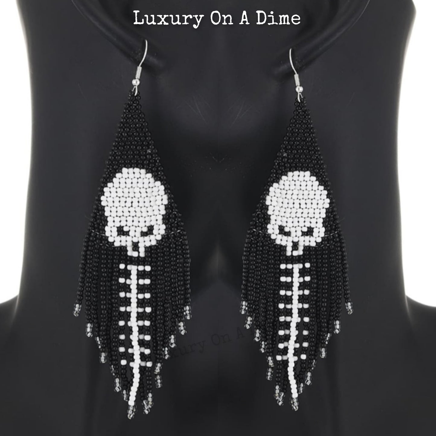 Spooky Fun Beaded Long Dangle Earrings Halloween Jewelry Pumpkin Ghost Spider Witch Skeleton