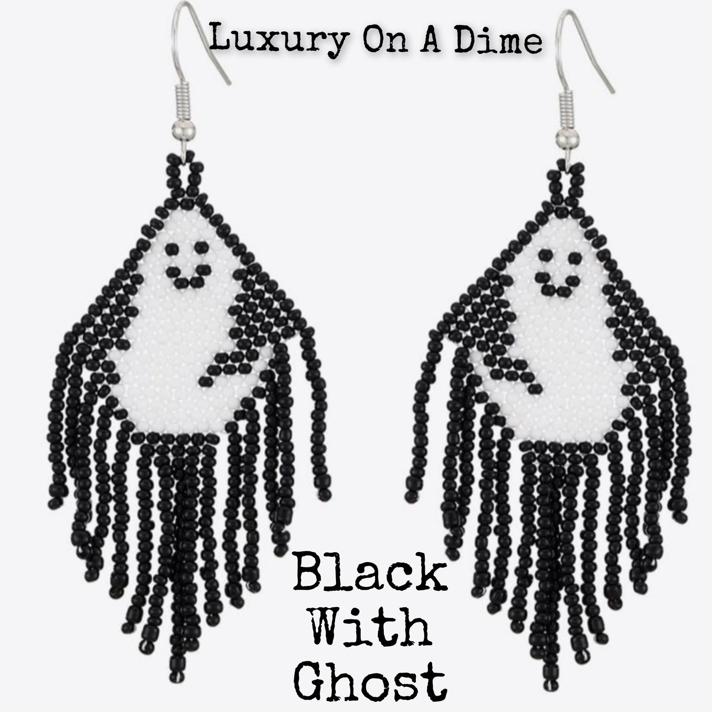 Spooky Fun Beaded Long Dangle Earrings Halloween Jewelry Pumpkin Ghost Spider Witch Skeleton