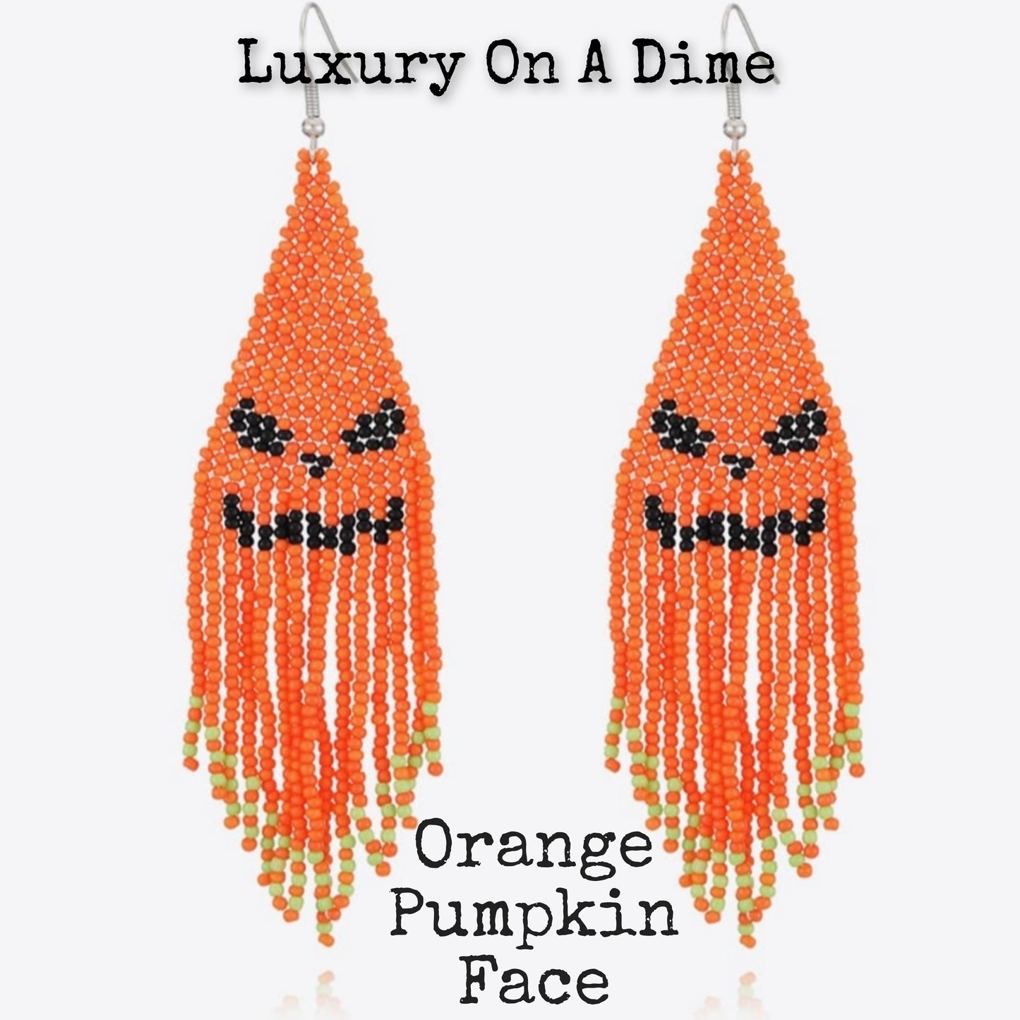 Spooky Fun Beaded Long Dangle Earrings Halloween Jewelry Pumpkin Ghost Spider Witch Skeleton