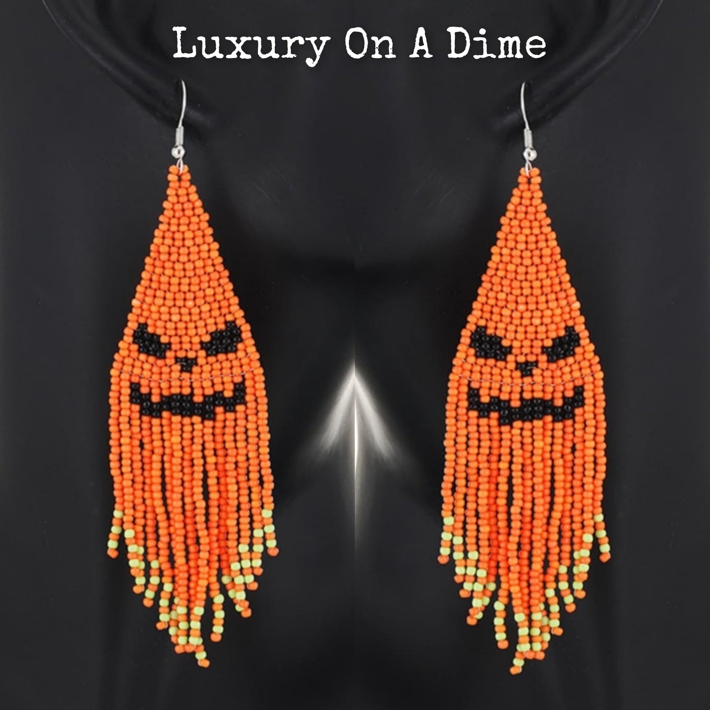 Spooky Fun Beaded Long Dangle Earrings Halloween Jewelry Pumpkin Ghost Spider Witch Skeleton