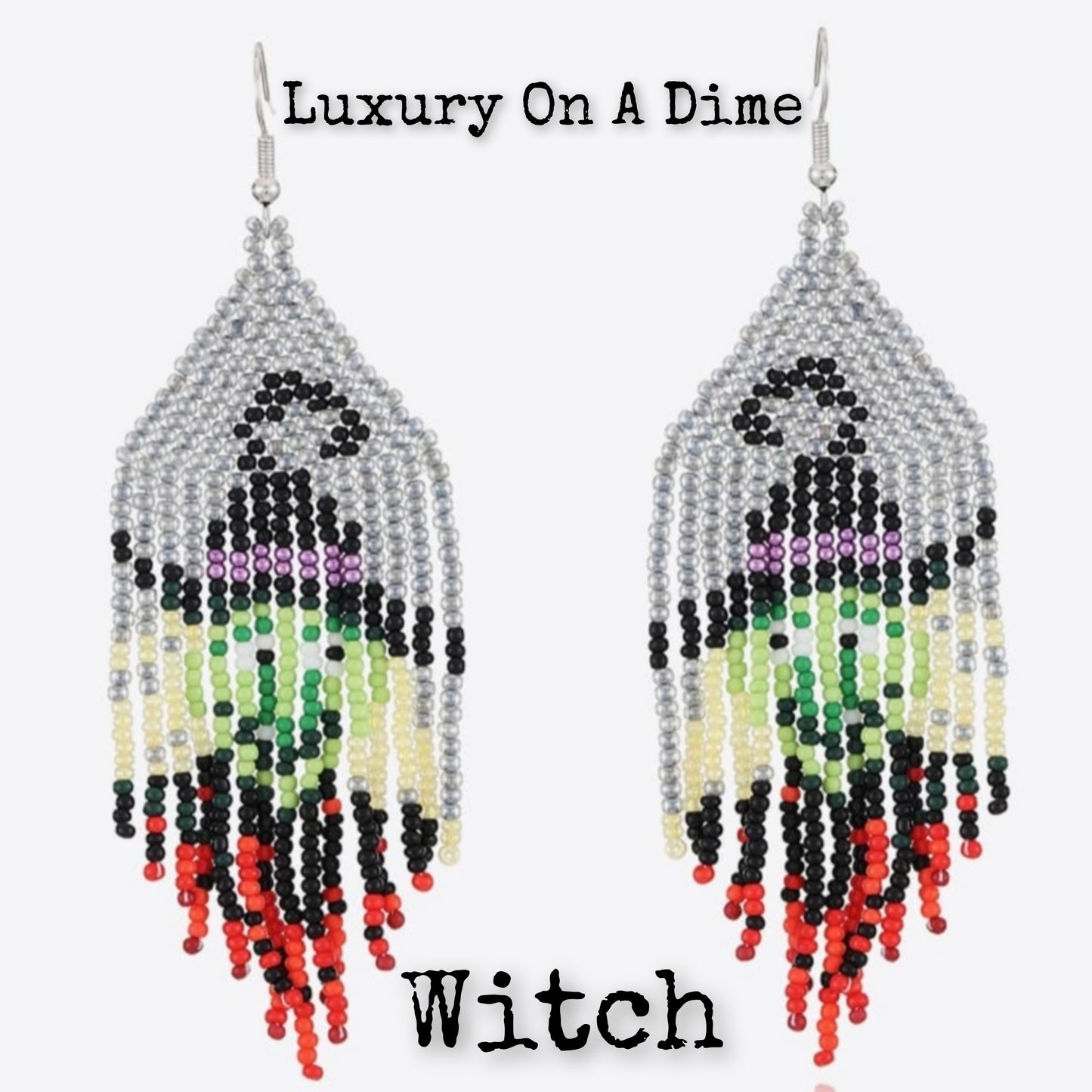 Spooky Fun Beaded Long Dangle Earrings Halloween Jewelry Pumpkin Ghost Spider Witch Skeleton