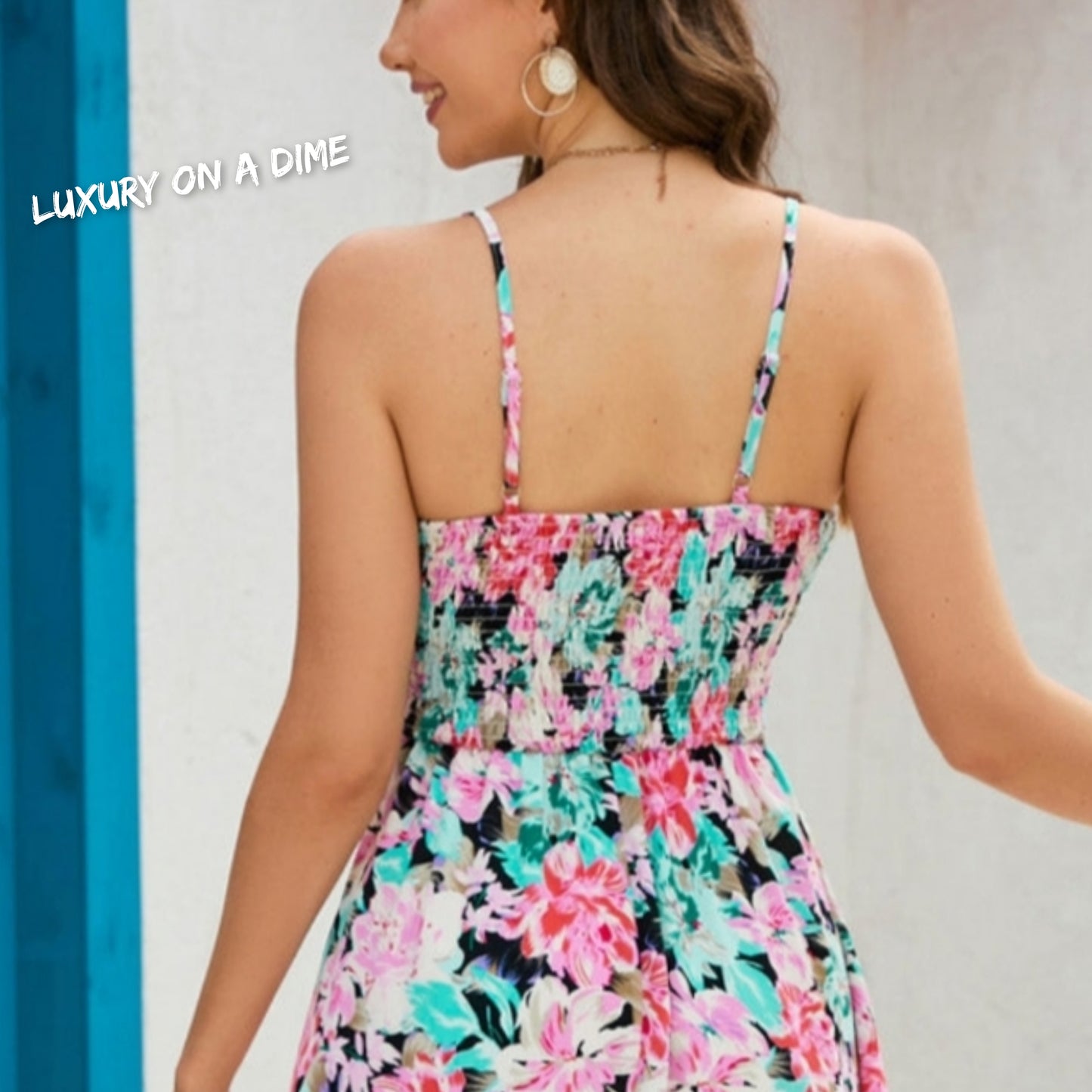 Floral Spaghetti Strap Surplice Neck Maxi Dress