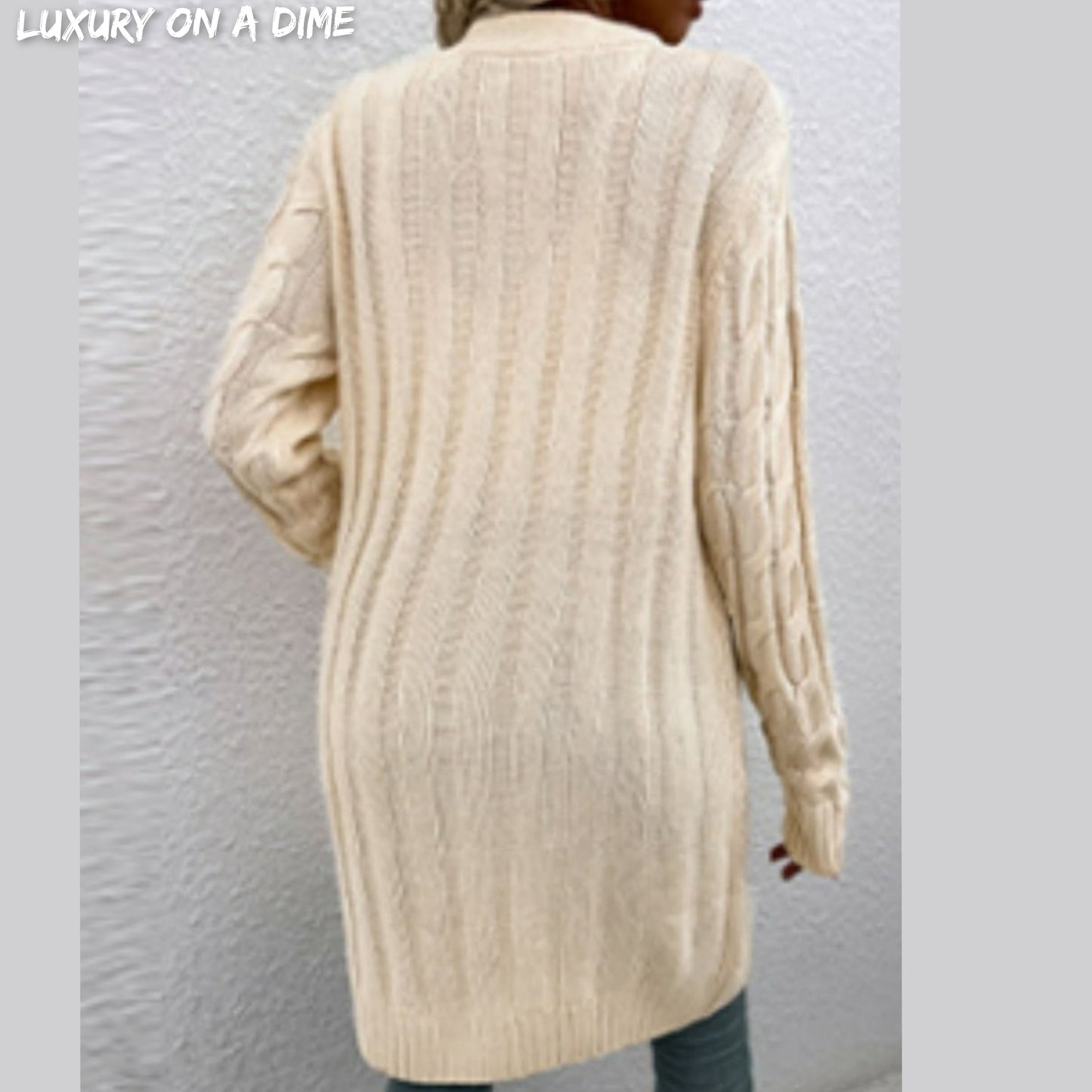 Chunky Cable-Knit Classic Button Front Long Cardigan with Pockets