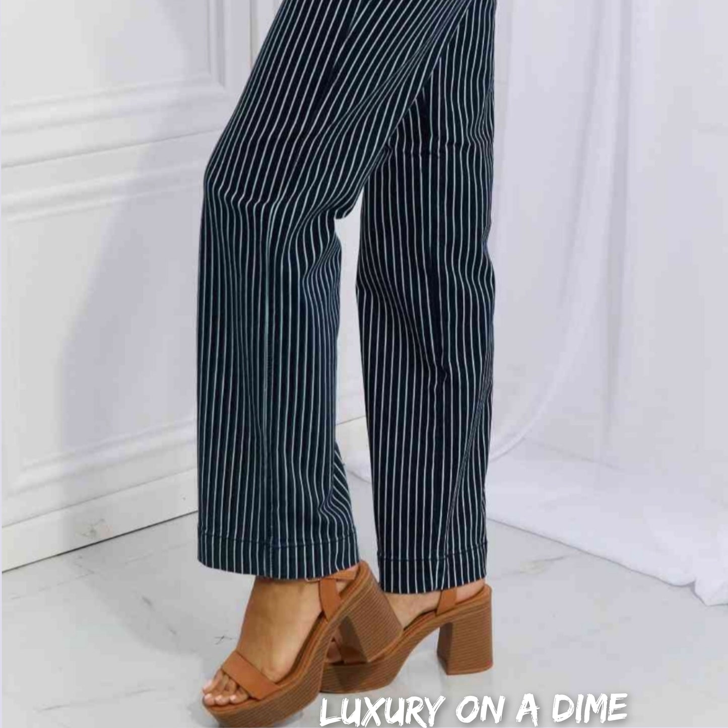 Judy Blue Cassidy Full Size High Waisted Tummy Control Striped Straight Jeans