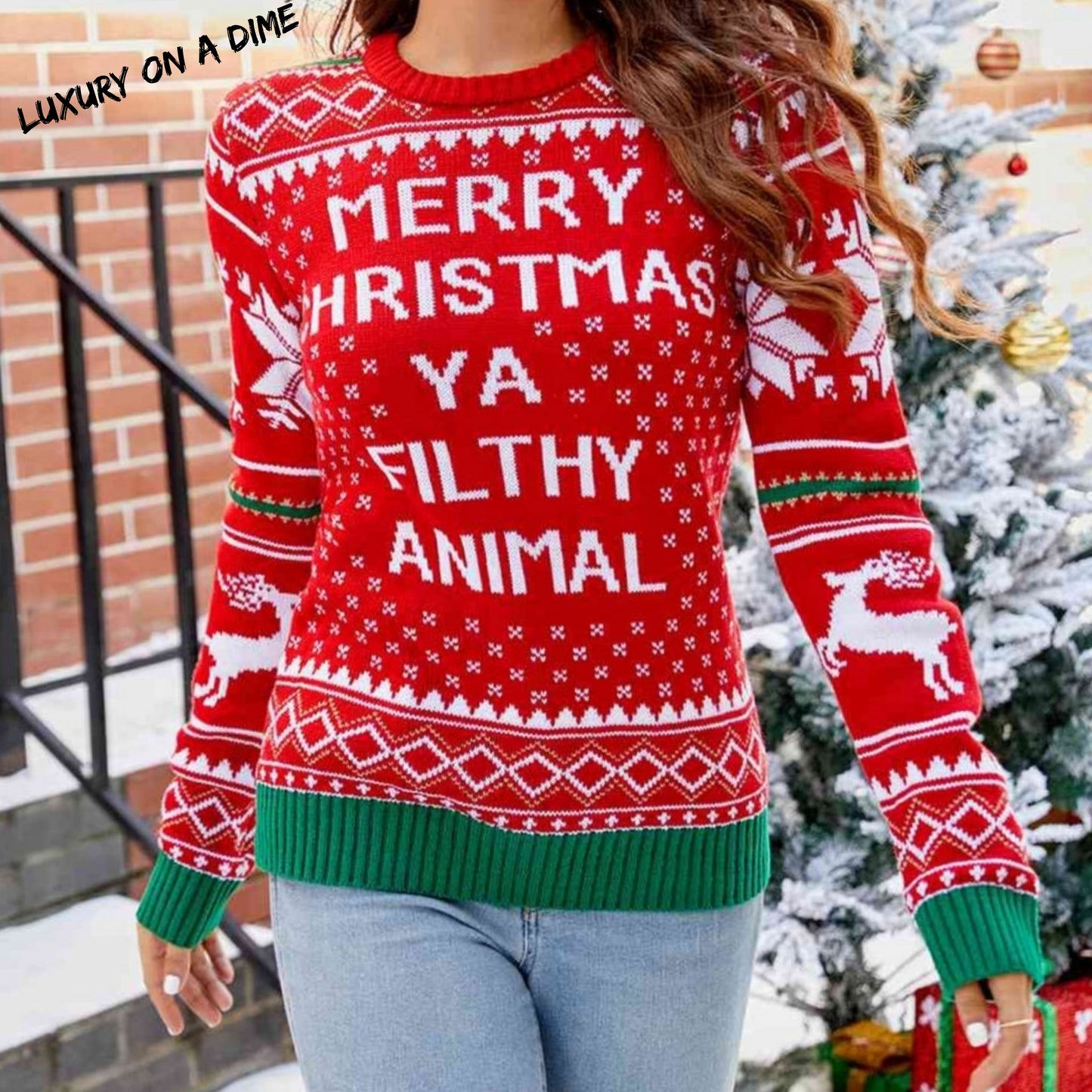 Merry Christmas Ya Filthy Animal Funny Home Retro Movie Knit Sweater