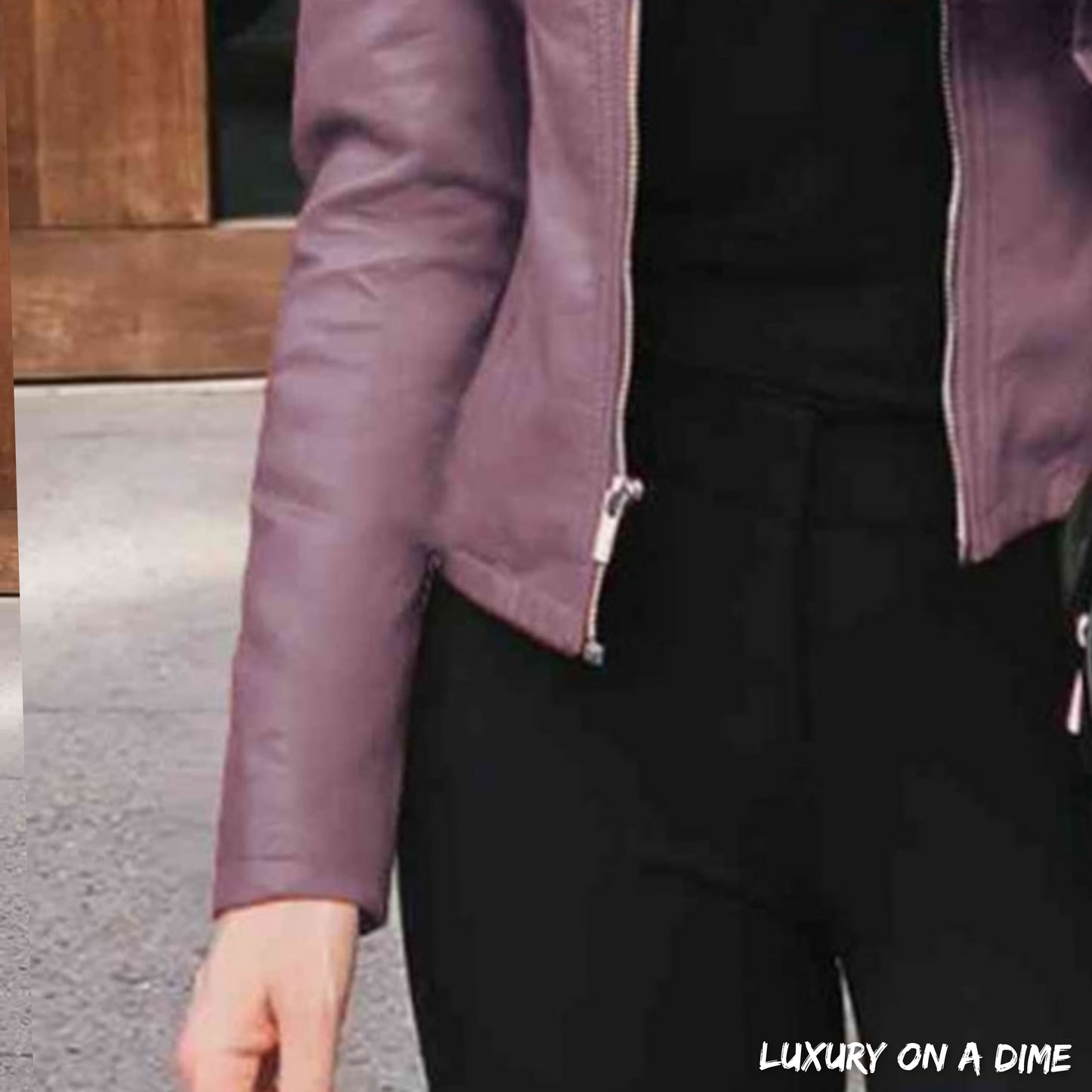 Chic Moto Vegan Leather Jacket Zip-up Sleek Snap Mock Neck