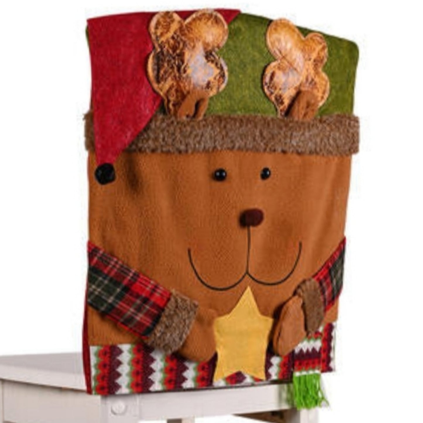 Santa Claus, Snowman, Reindeer Premium Christmas Festive 3D Chair Slip Cover Home Decor