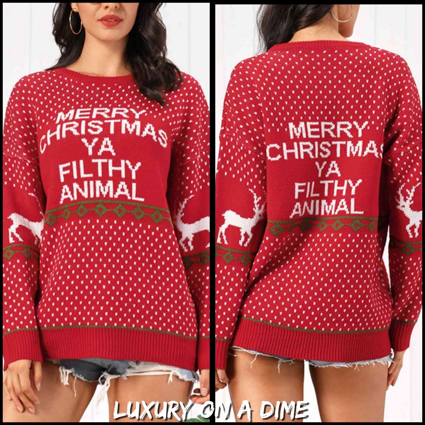 Merry Christmas Ya Filthy Animal Funny Home Movie Knit Sweater