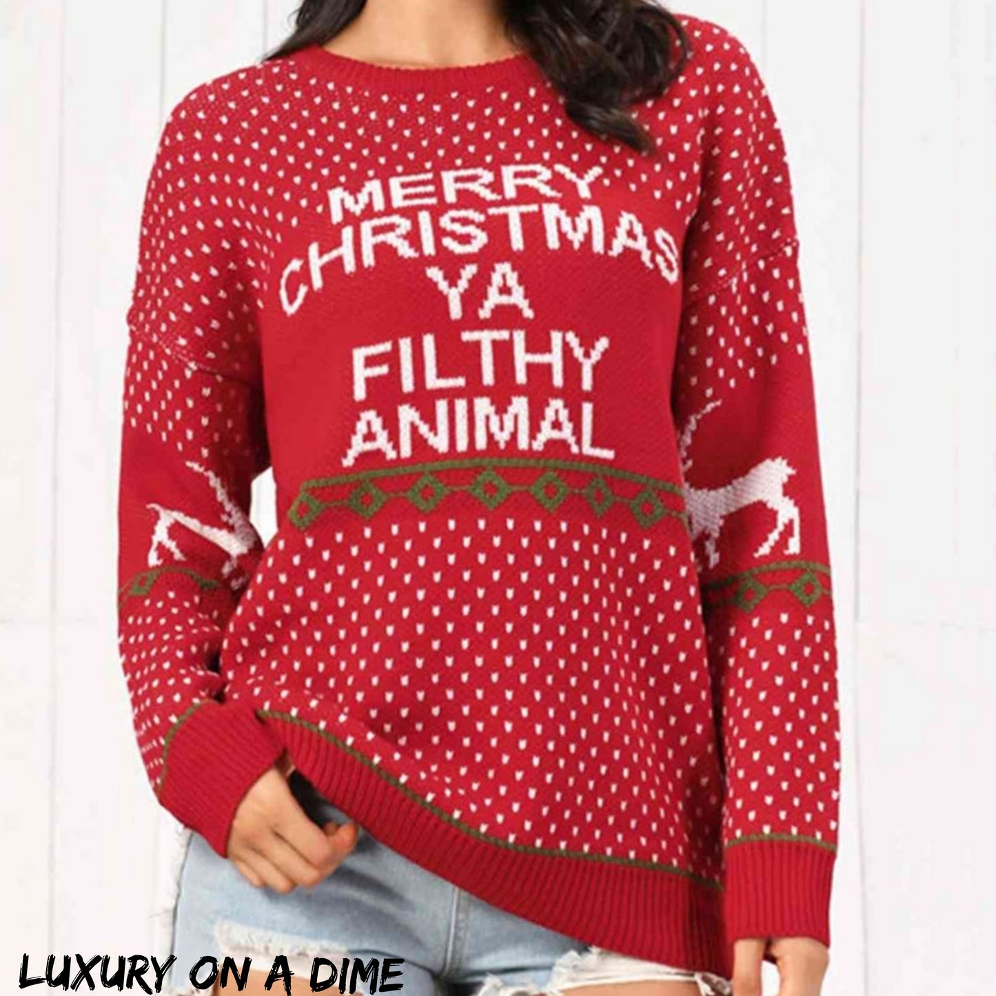 Merry Christmas Ya Filthy Animal Funny Home Movie Knit Sweater