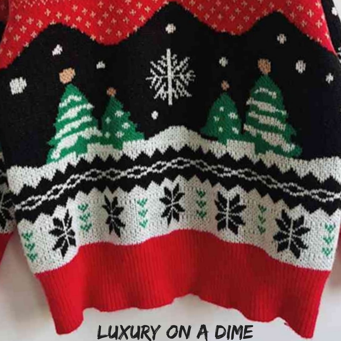 Merry Xmas Red Nose Reindeer Knit Round Neck Holiday Fair Isle Christmas Night Sweater