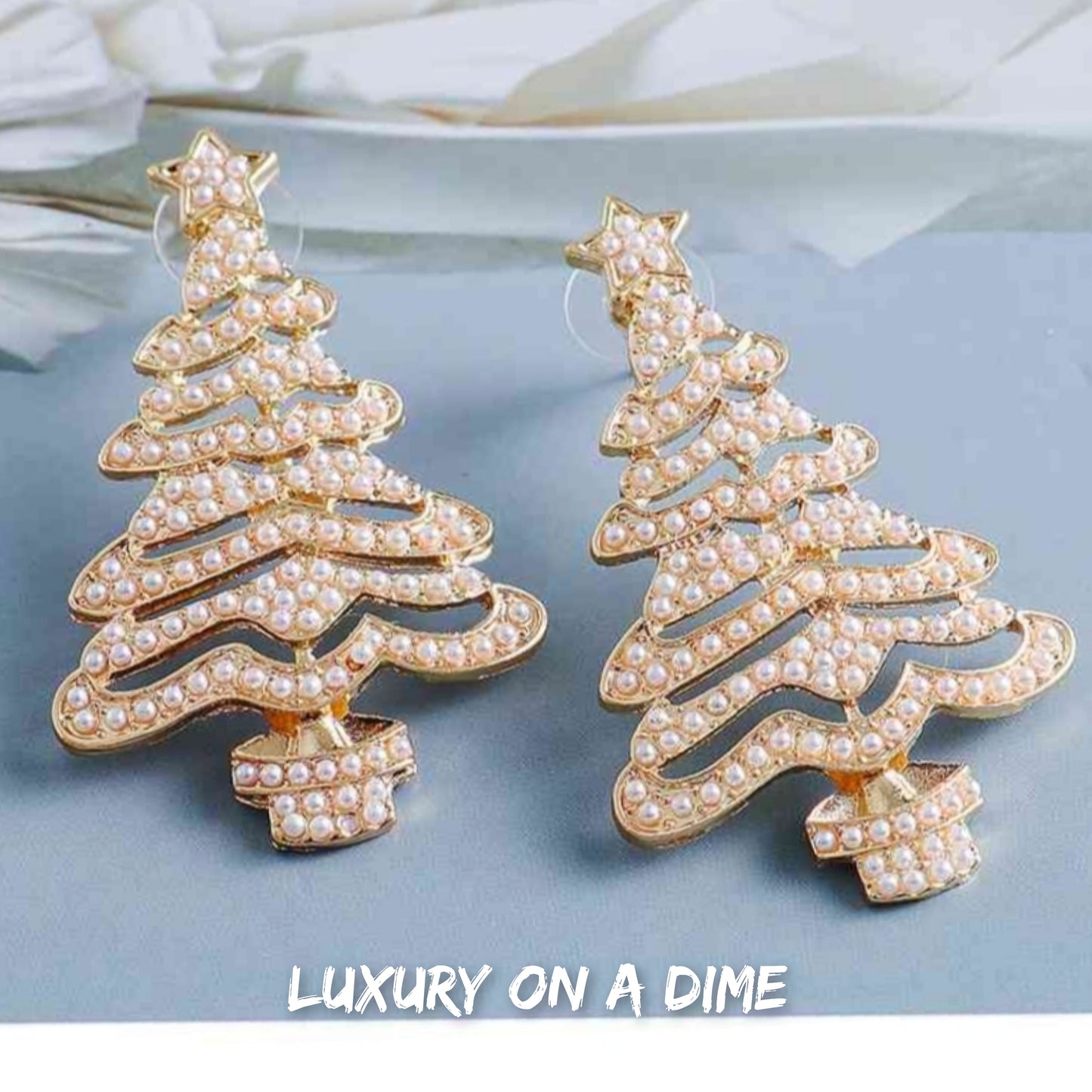 Christmas Tree Earrings Colorful Rhinestone or Faux Pearl Holiday Fashion Jewelry
