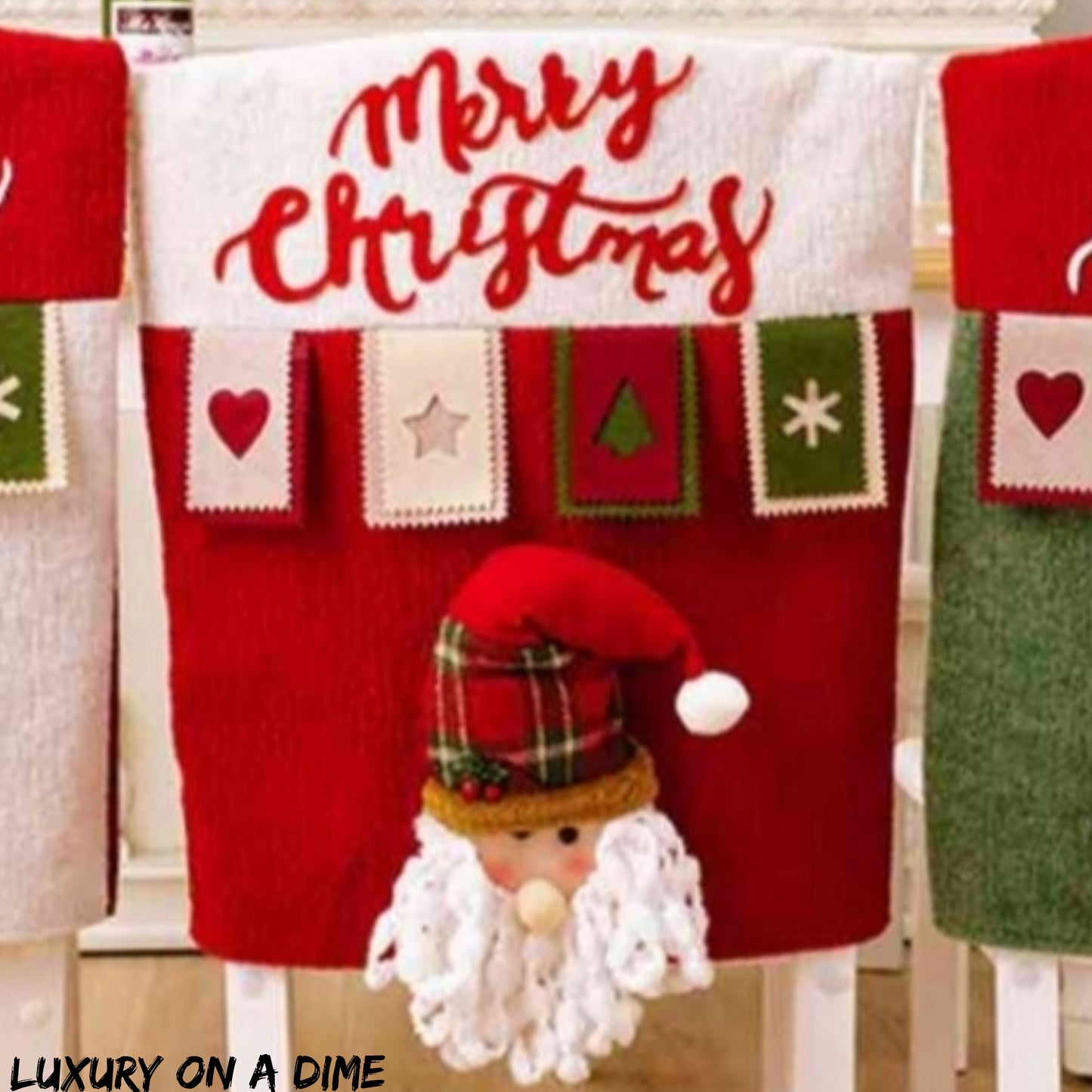 Santa Claus Snowman Reindeer Premium Christmas 3D Chair Cover Home Decor