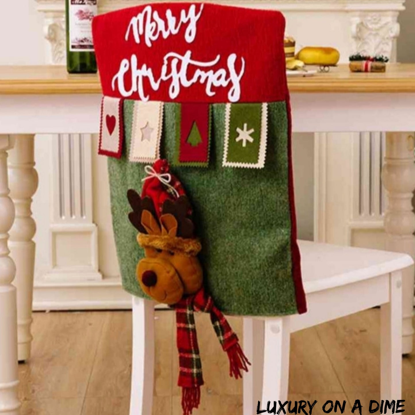 Santa Claus Snowman Reindeer Premium Christmas 3D Chair Cover Home Decor