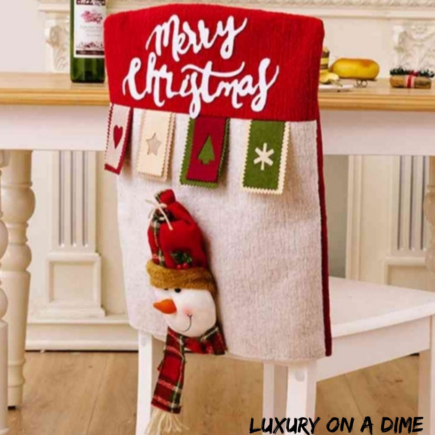 Santa Claus Snowman Reindeer Premium Christmas 3D Chair Cover Home Decor